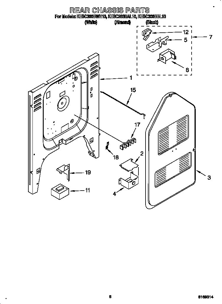 KitchenAid KESC300BAL10 rear chassis diagram