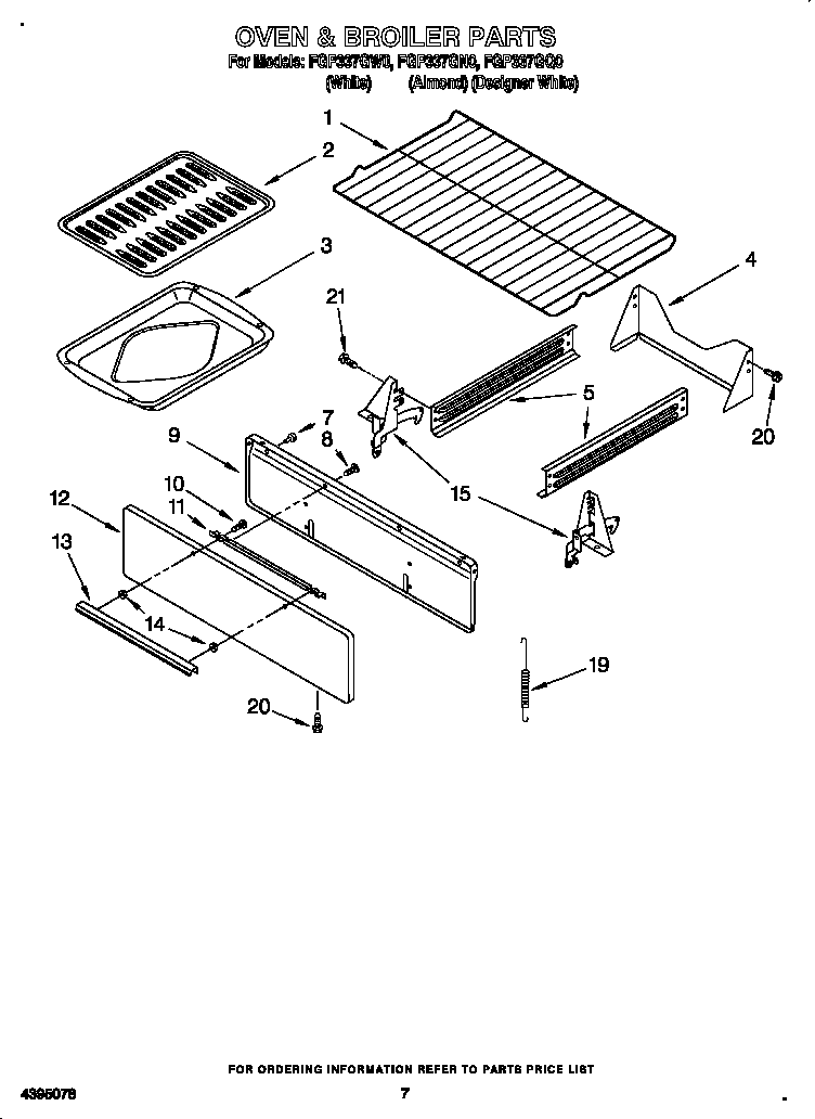 Roper FGP337GN0 oven and broiler diagram