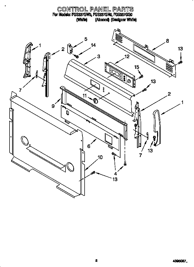 Roper FGS337GQ0 control panel diagram