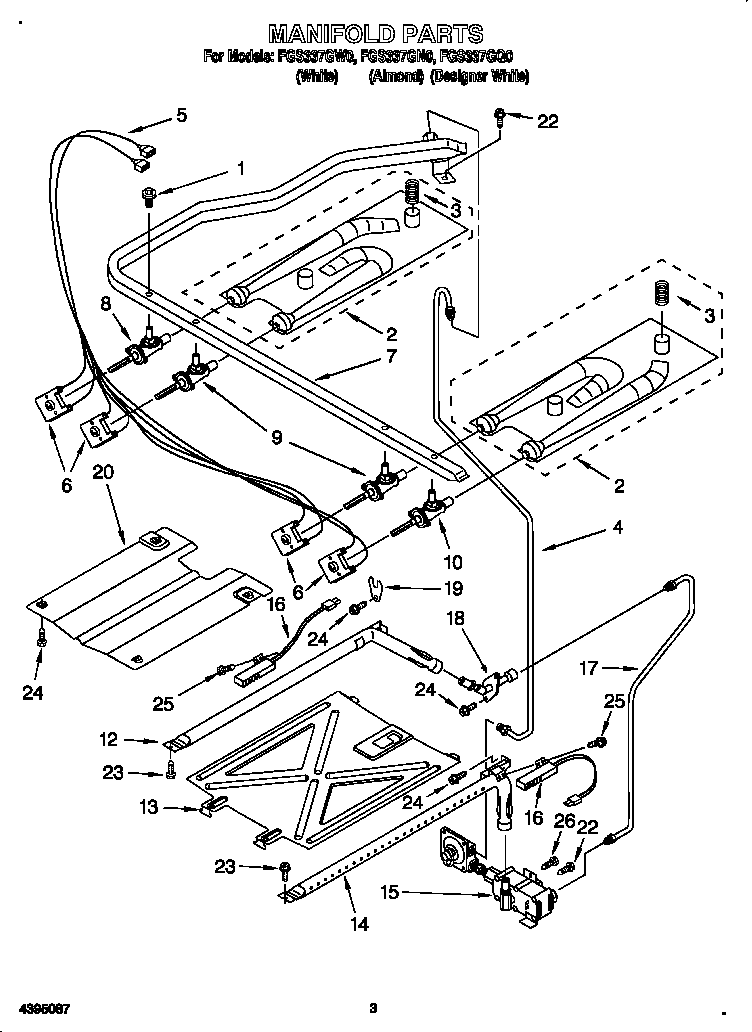 Roper FGS337GQ0 manifold diagram