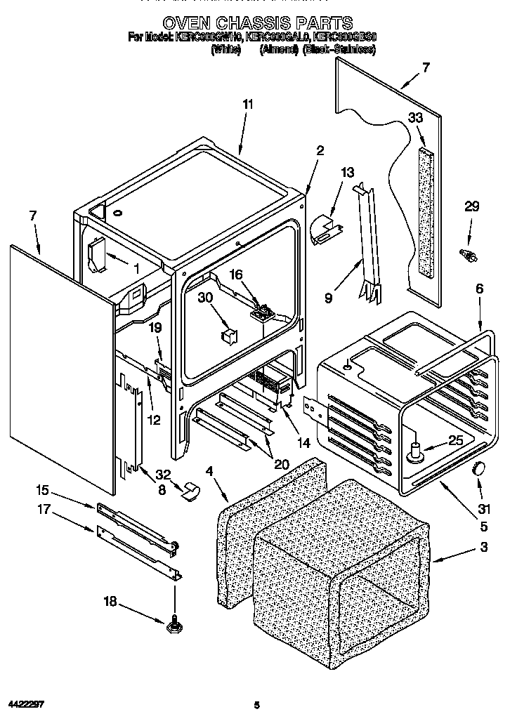 KitchenAid KERC600GBS0 oven chassis diagram