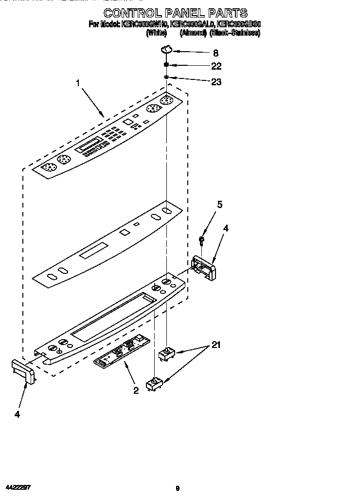 KitchenAid KERC600GBS0 control panel diagram