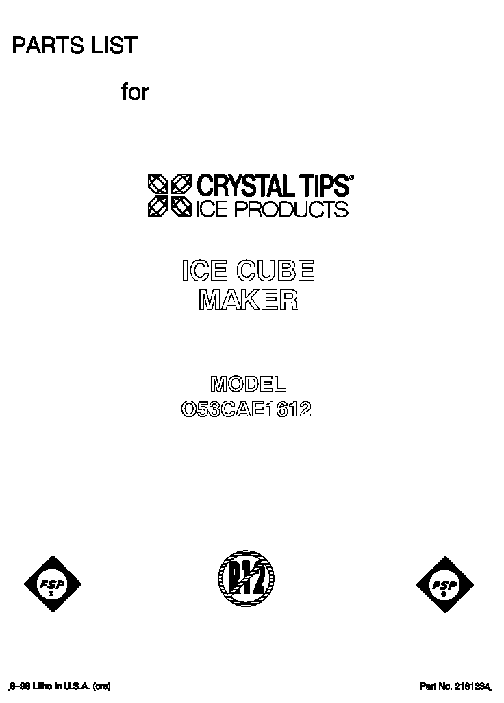 Whirlpool O53CAE1612 front cover diagram