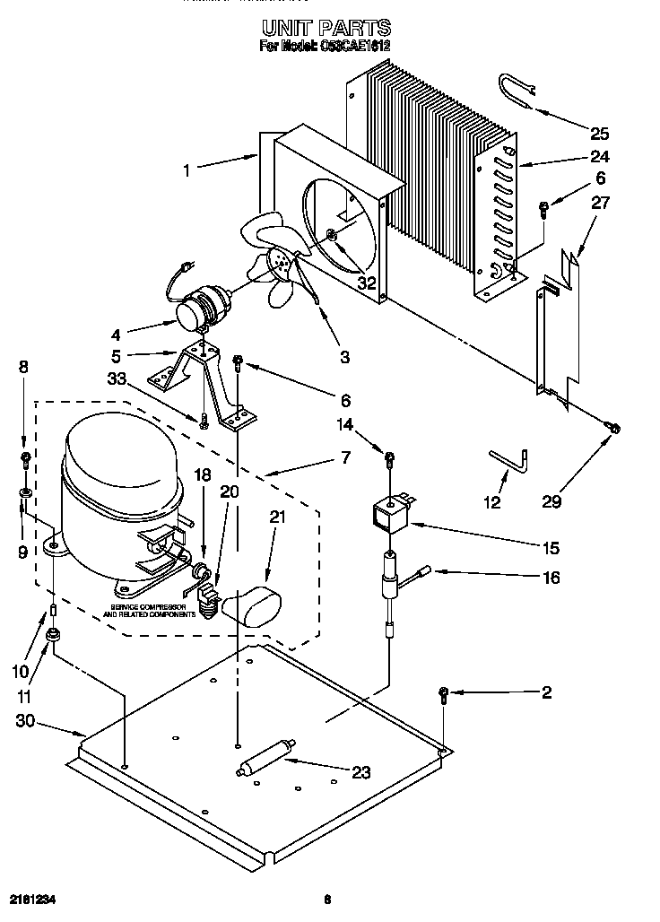Whirlpool O53CAE1612 unit diagram