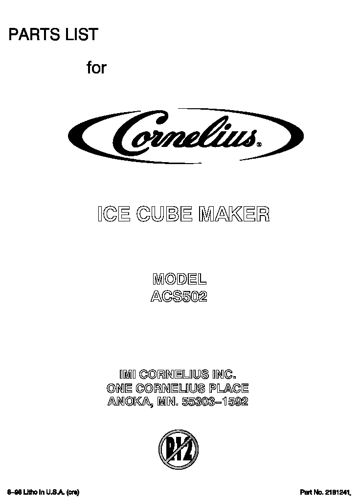 Whirlpool ACS502 front cover diagram