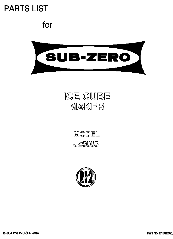 Whirlpool JZ5065 front cover diagram