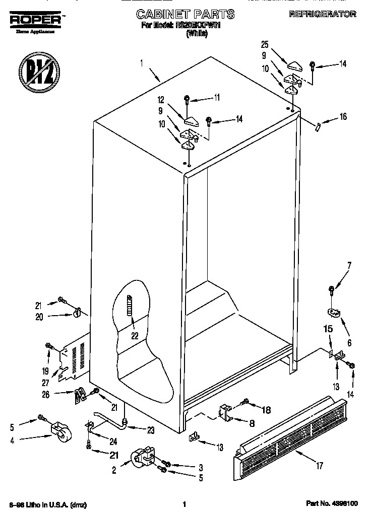 Roper RS20EKXFW01 cabinet diagram