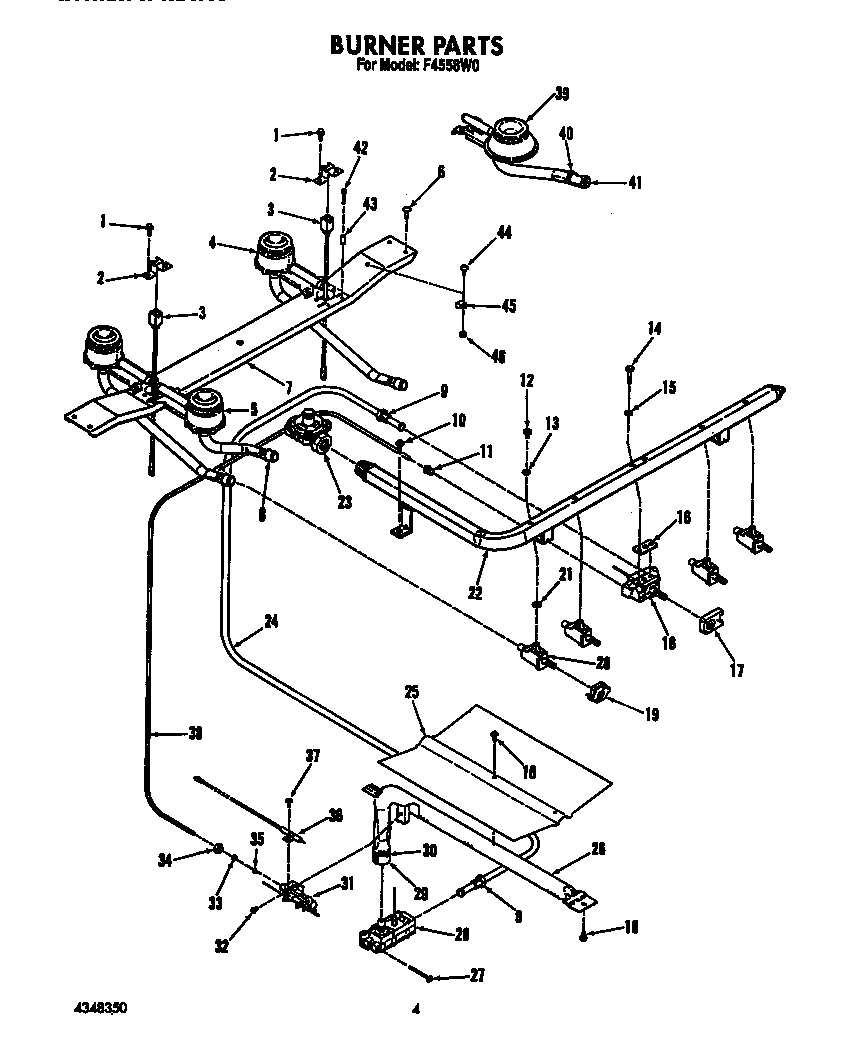 Roper F4558W0 burner diagram