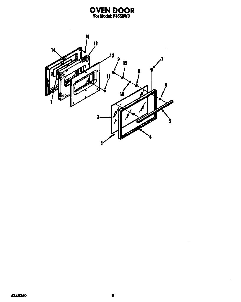 Roper F4558W0 oven door diagram