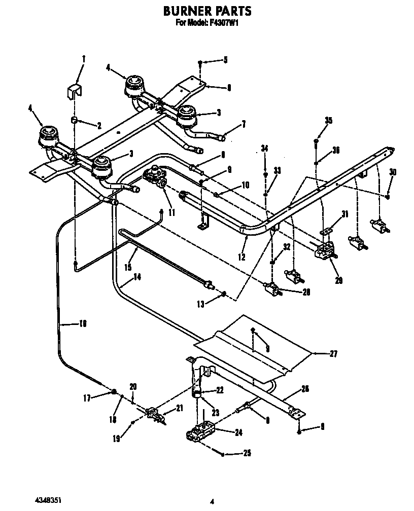 Roper F4307W1 burner diagram