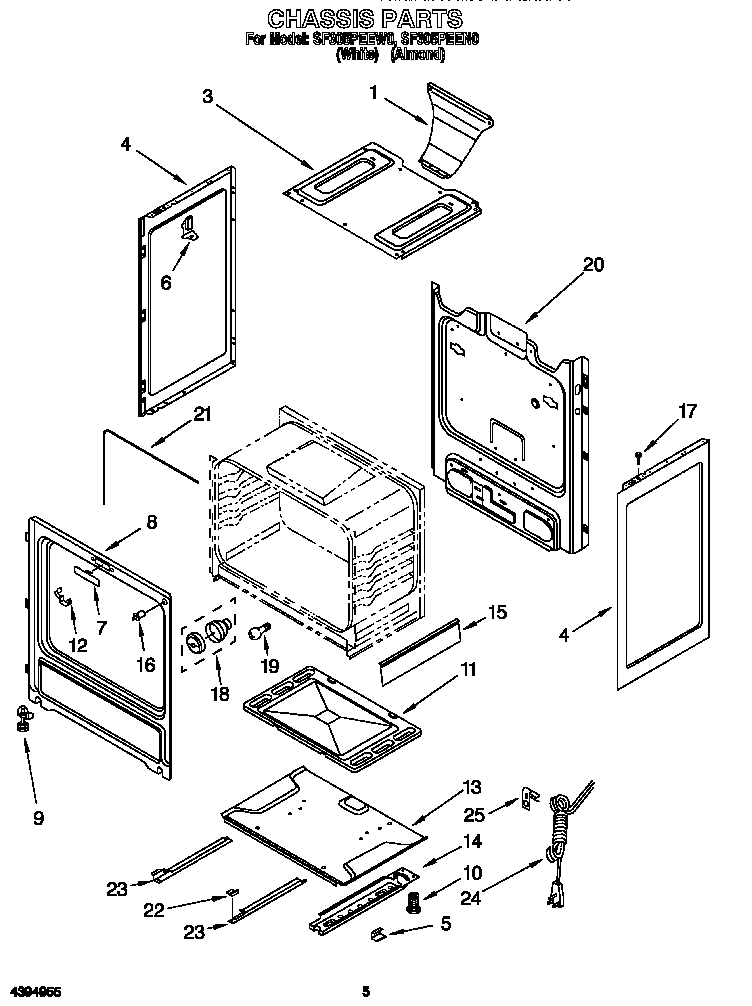 Whirlpool SF305PEEW0 chassis diagram