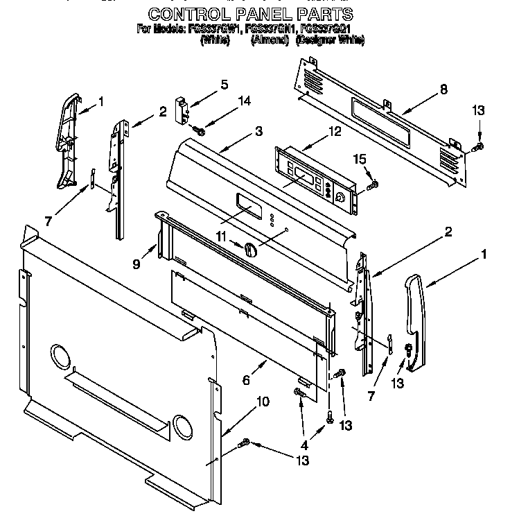 Roper FGS337GQ1 control panel diagram