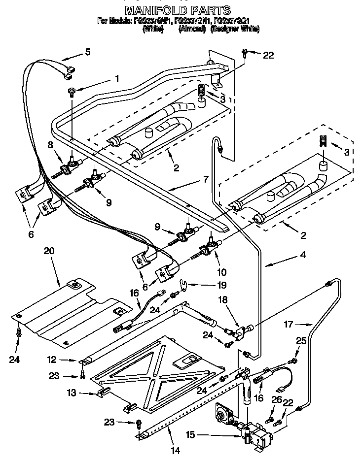 Roper FGS337GQ1 manifold diagram