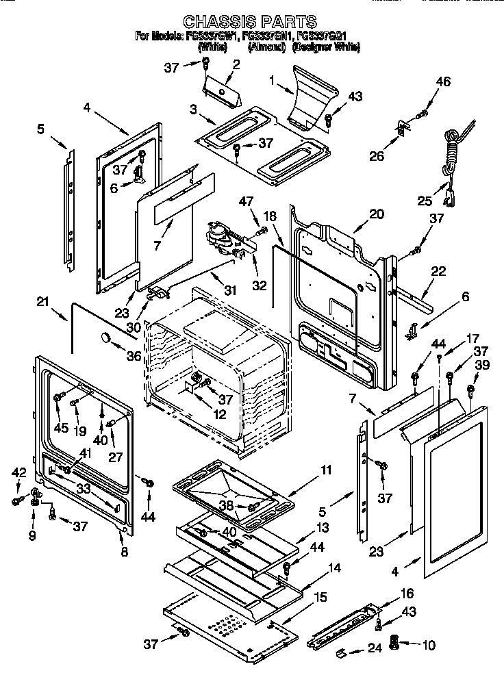 Roper FGS337GQ1 chassis diagram