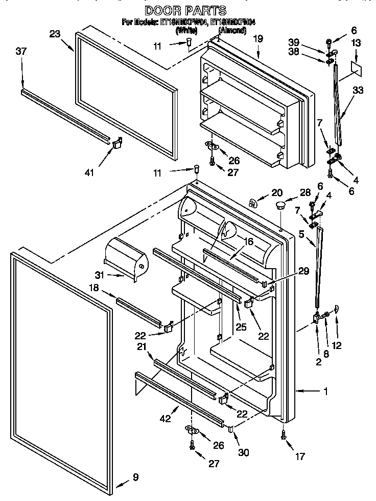 Whirlpool ET18NMXFN04 door diagram
