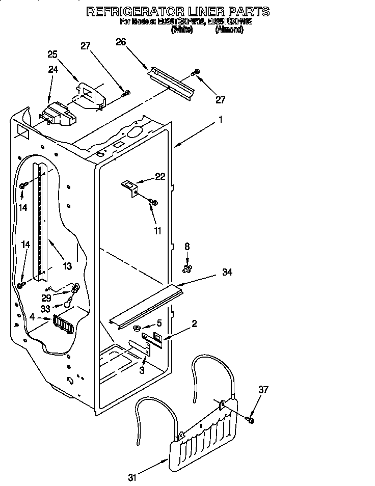 Whirlpool ED25TQXFW02 refrigerator liner diagram