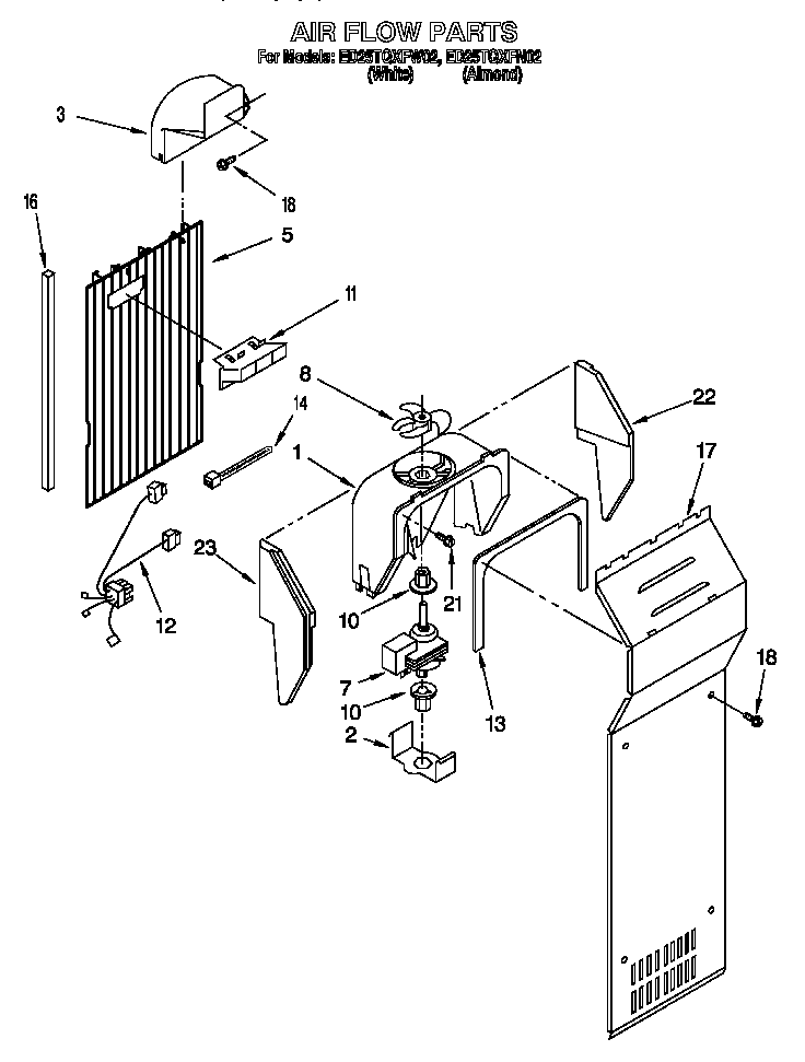 Whirlpool ED25TQXFW02 air flow diagram