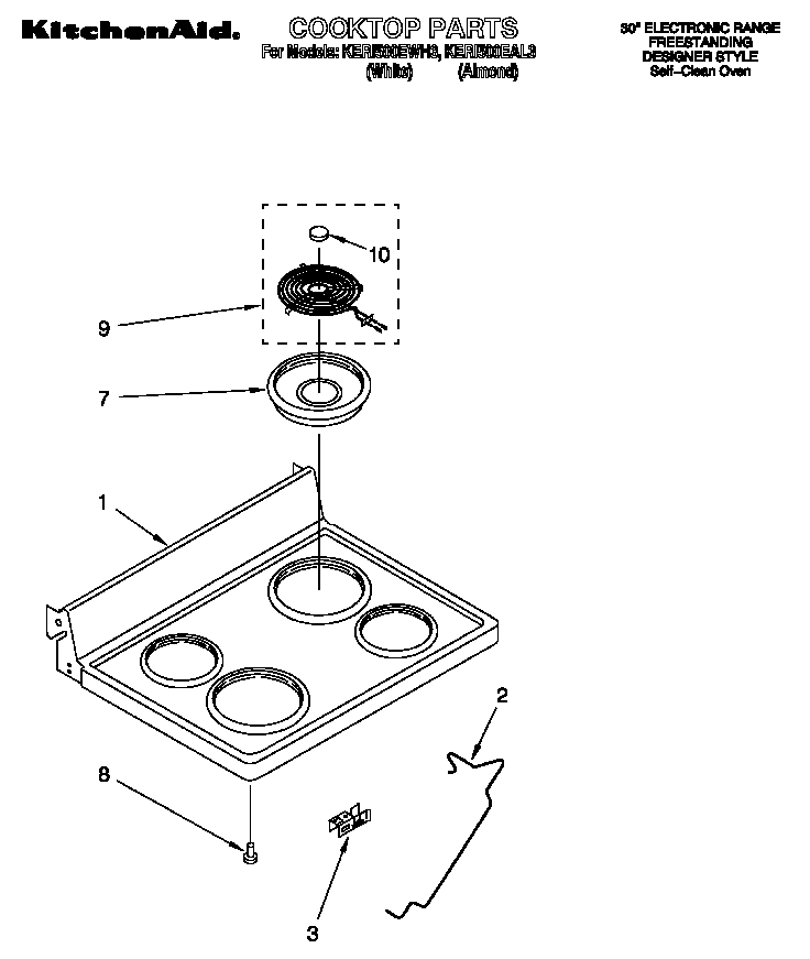 KitchenAid KERI500EAL3 cooktop diagram