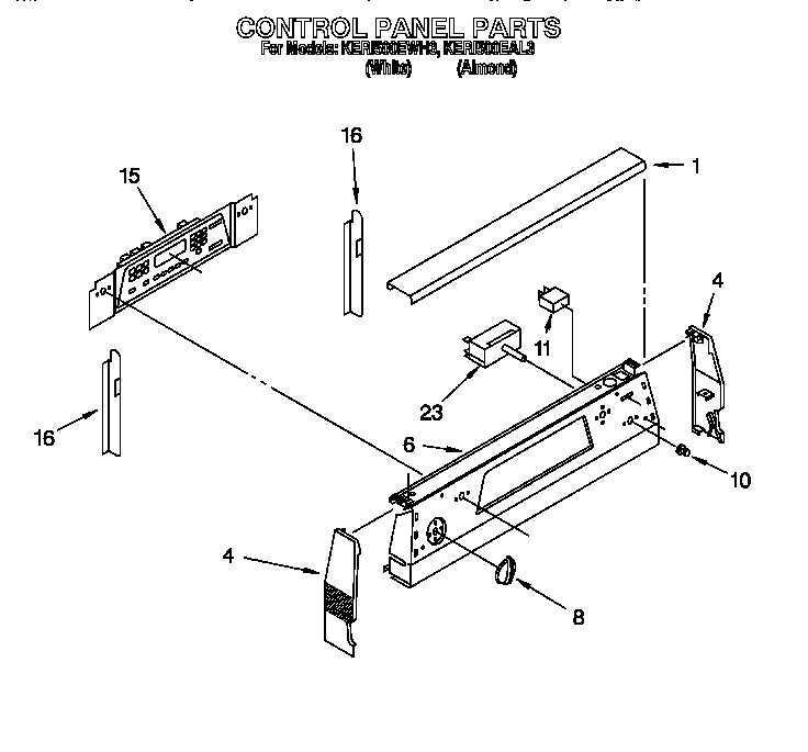 KitchenAid KERI500EAL3 control panel diagram