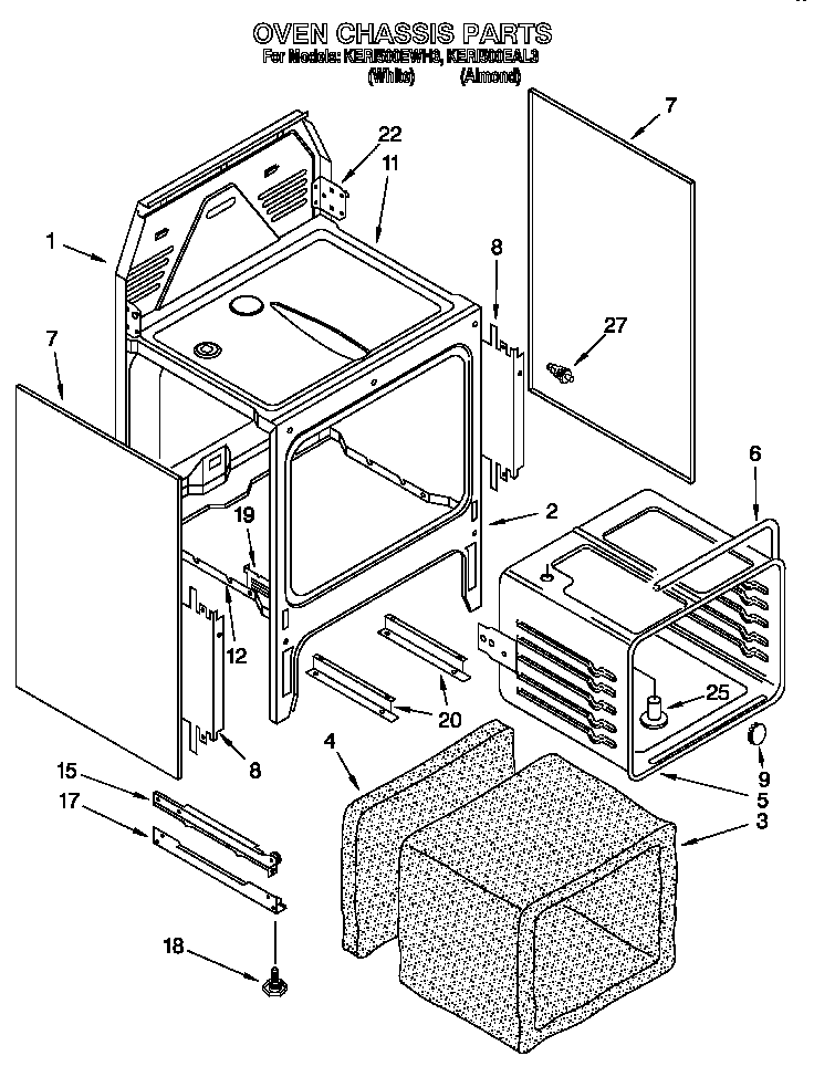 KitchenAid KERI500EAL3 oven chassis diagram