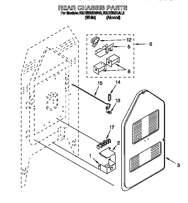 KitchenAid KERI500EAL3 rear chassis diagram