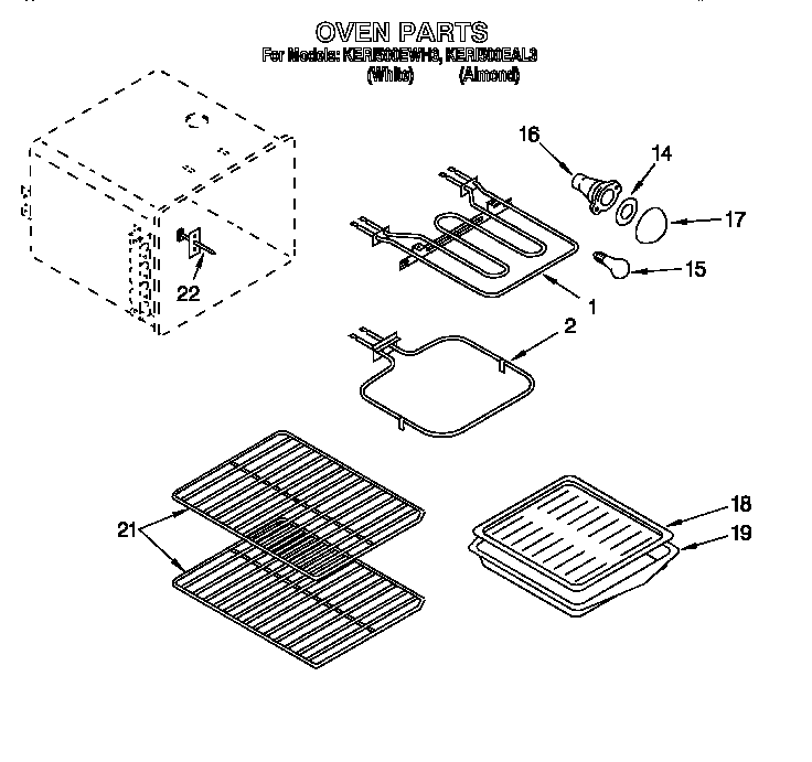 KitchenAid KERI500EAL3 oven diagram