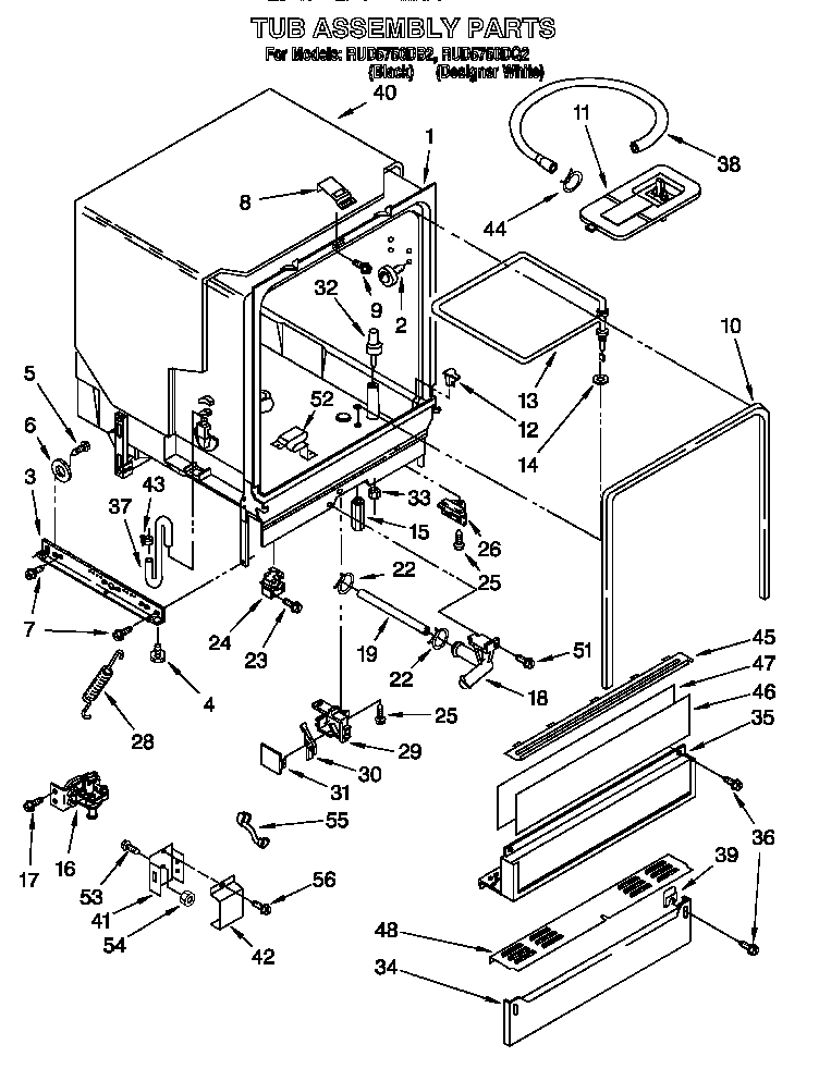 Roper RUD5750DQ2 tub assembly diagram
