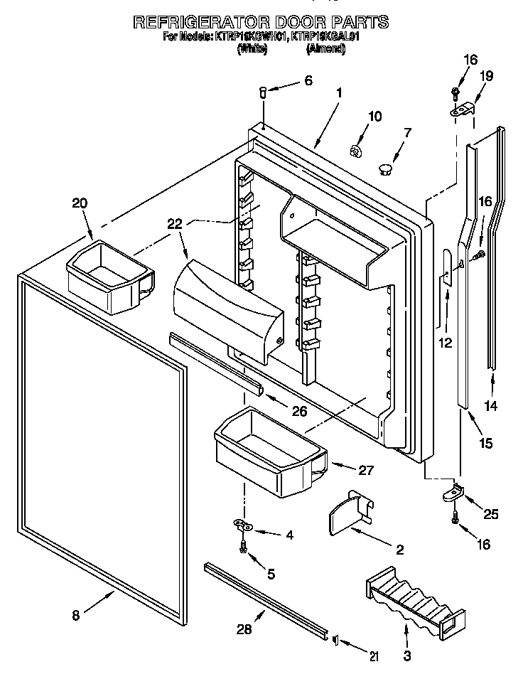 KitchenAid KTRP19KGAL01 refrigerator door diagram