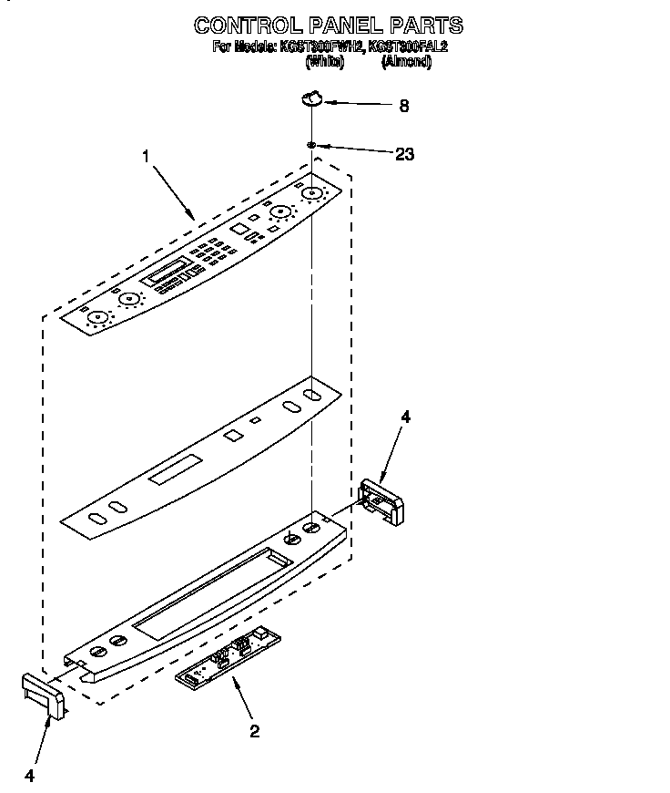 KitchenAid KGST300FWH2 control panel diagram