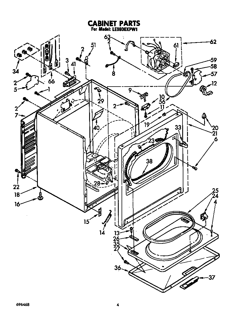 Whirlpool LE9800XPT1 cabinet diagram