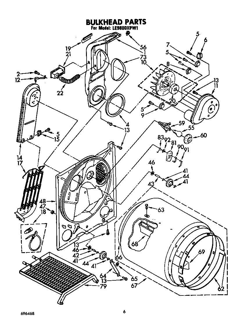 Whirlpool LE9800XPT1 bulkhead diagram