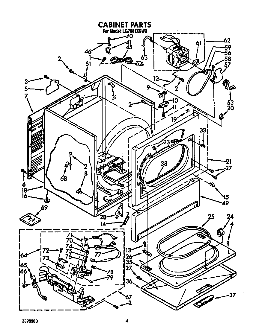 Whirlpool LG7681XSW3 cabinet diagram