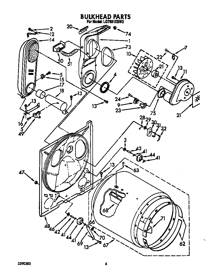Whirlpool LG7681XSW3 bulkhead diagram