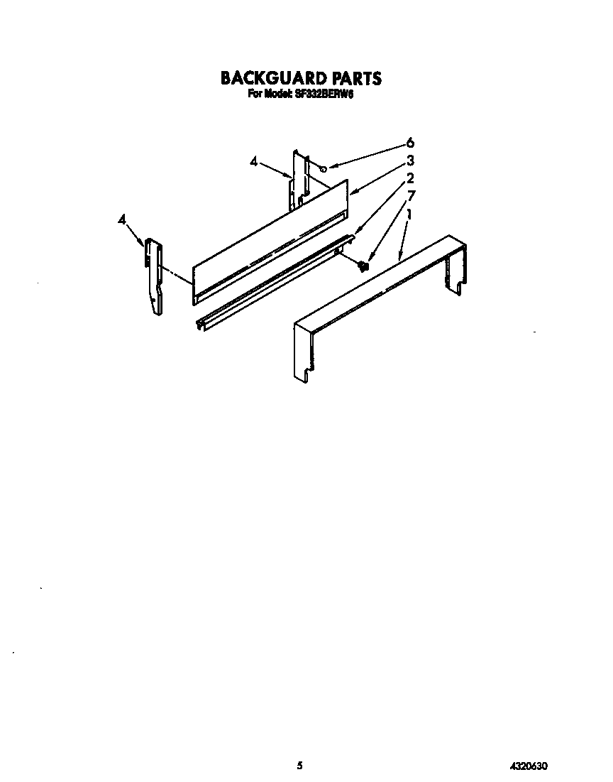 Whirlpool SF332BERN6 backguard diagram