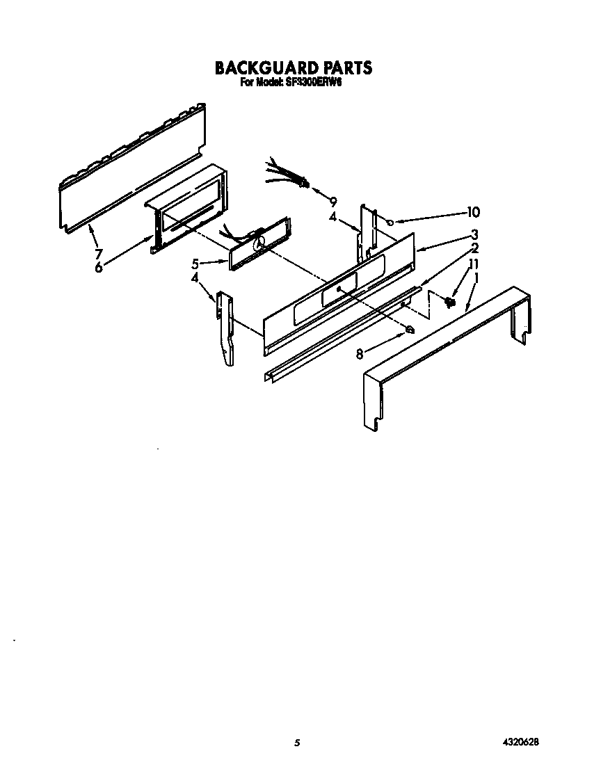 Whirlpool SF3300ERW6 backguard diagram