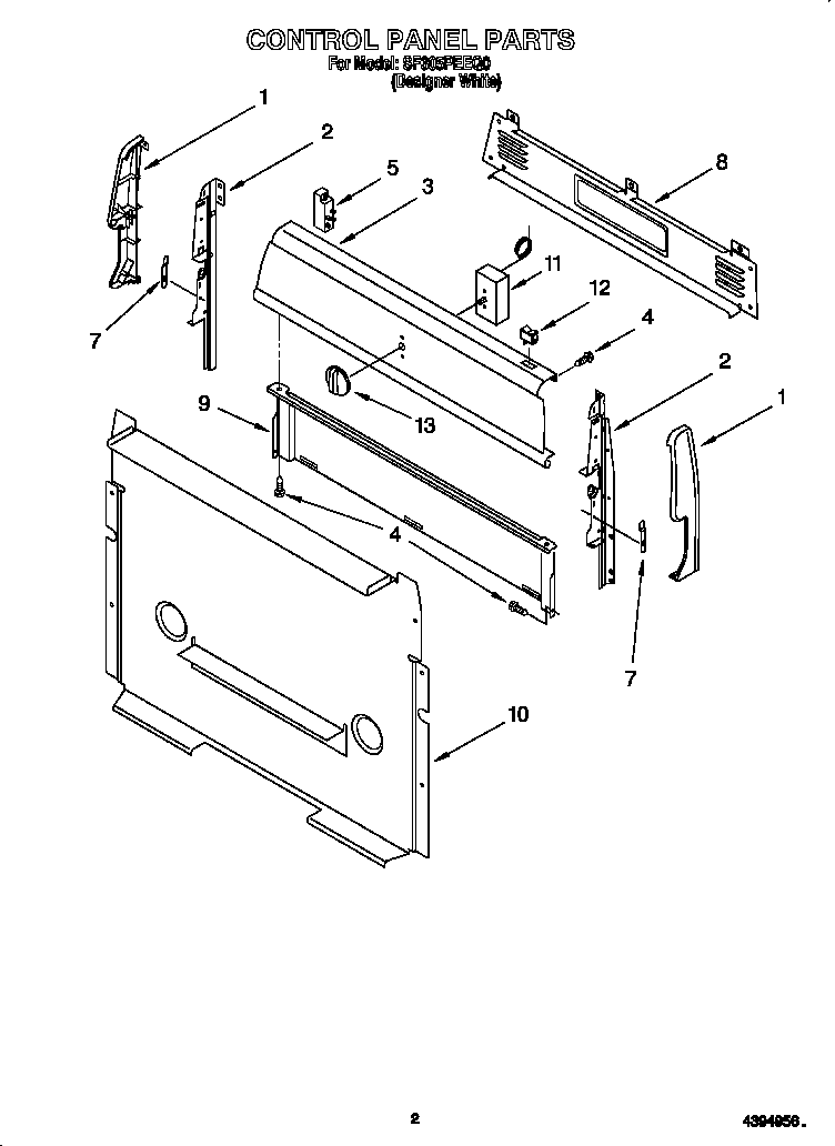 Whirlpool SF305PEEQ0 control panel diagram