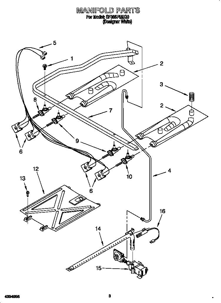 Whirlpool SF305PEEQ0 manifold diagram