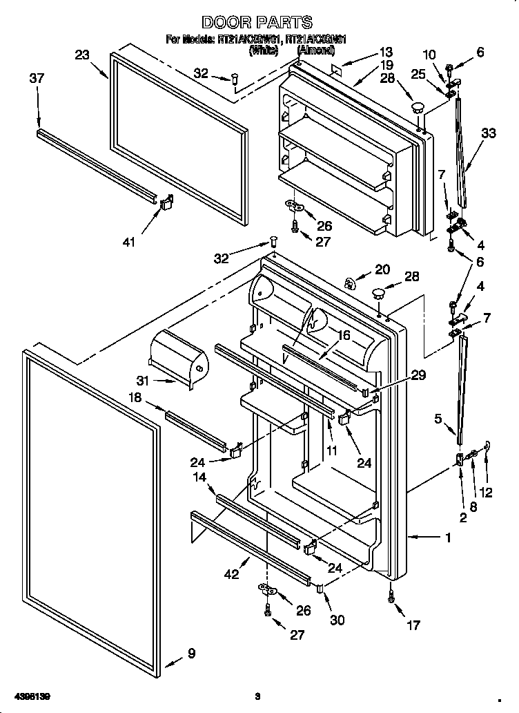 Roper RT21AKXGW01 door diagram