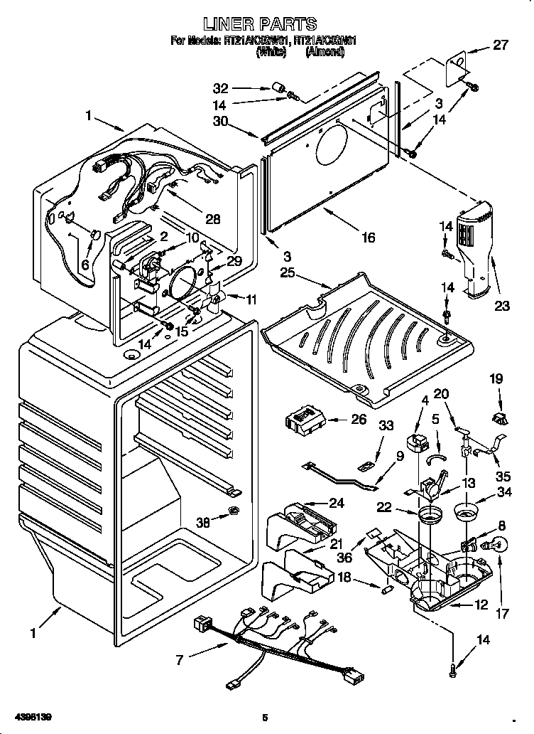 Roper RT21AKXGW01 liner diagram