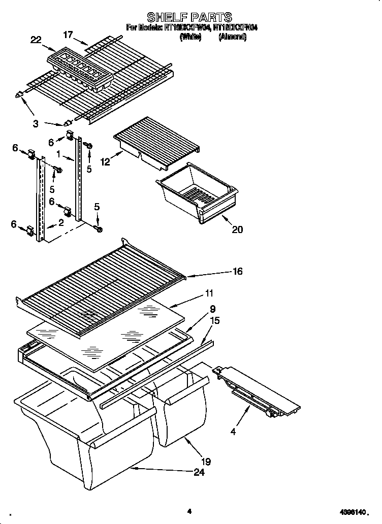 Roper RT18DKXFN04 shelf diagram