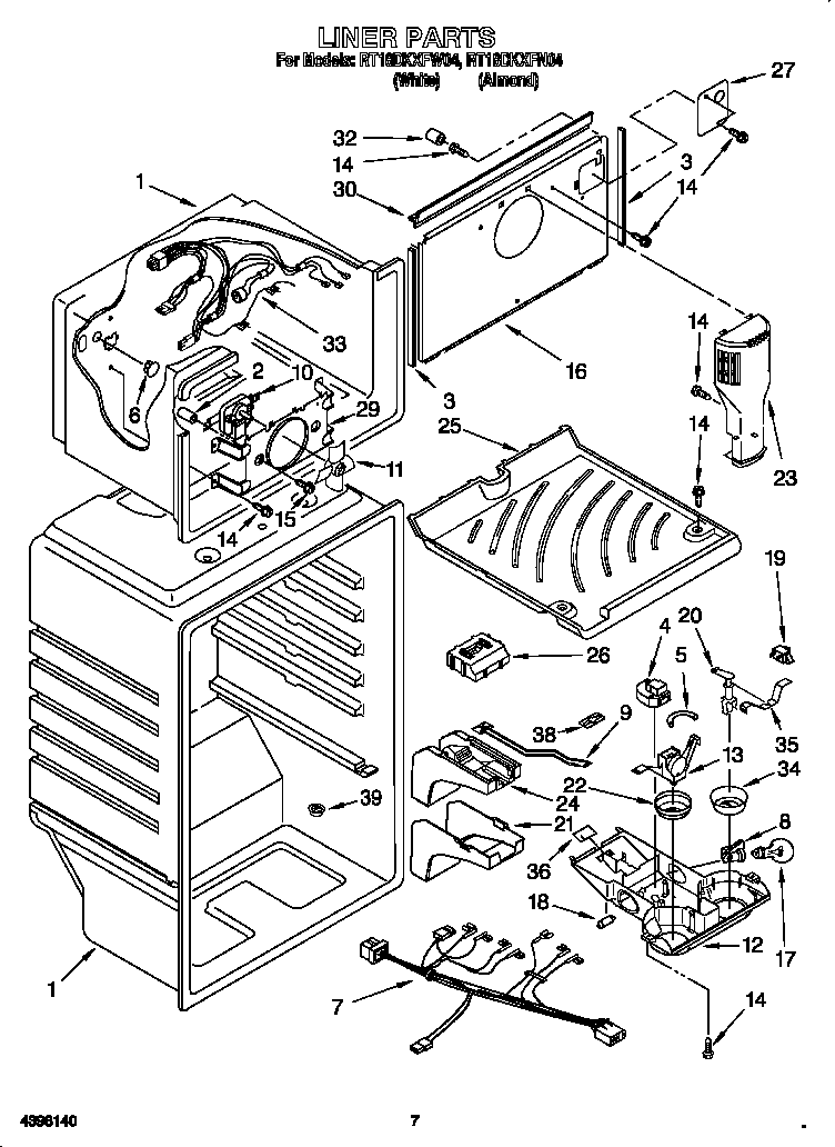 Roper RT18DKXFN04 liner diagram