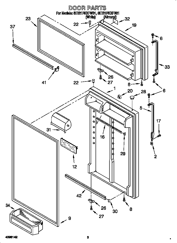 Whirlpool 8ET21PKXFW01 door diagram