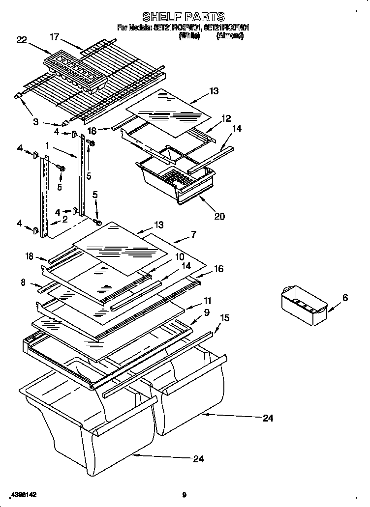 Whirlpool 8ET21PKXFW01 shelf diagram