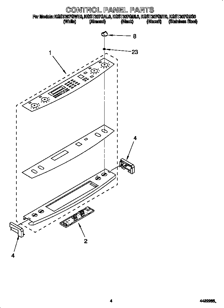 KitchenAid KGST307GWH0 control panel diagram