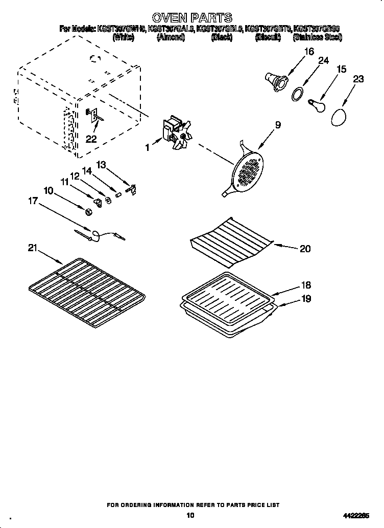 KitchenAid KGST307GWH0 oven diagram