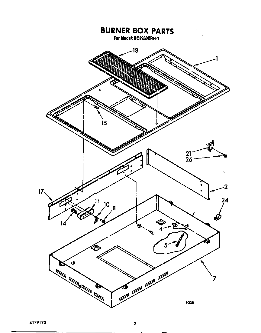 Whirlpool RC8950XRH1 burner box diagram