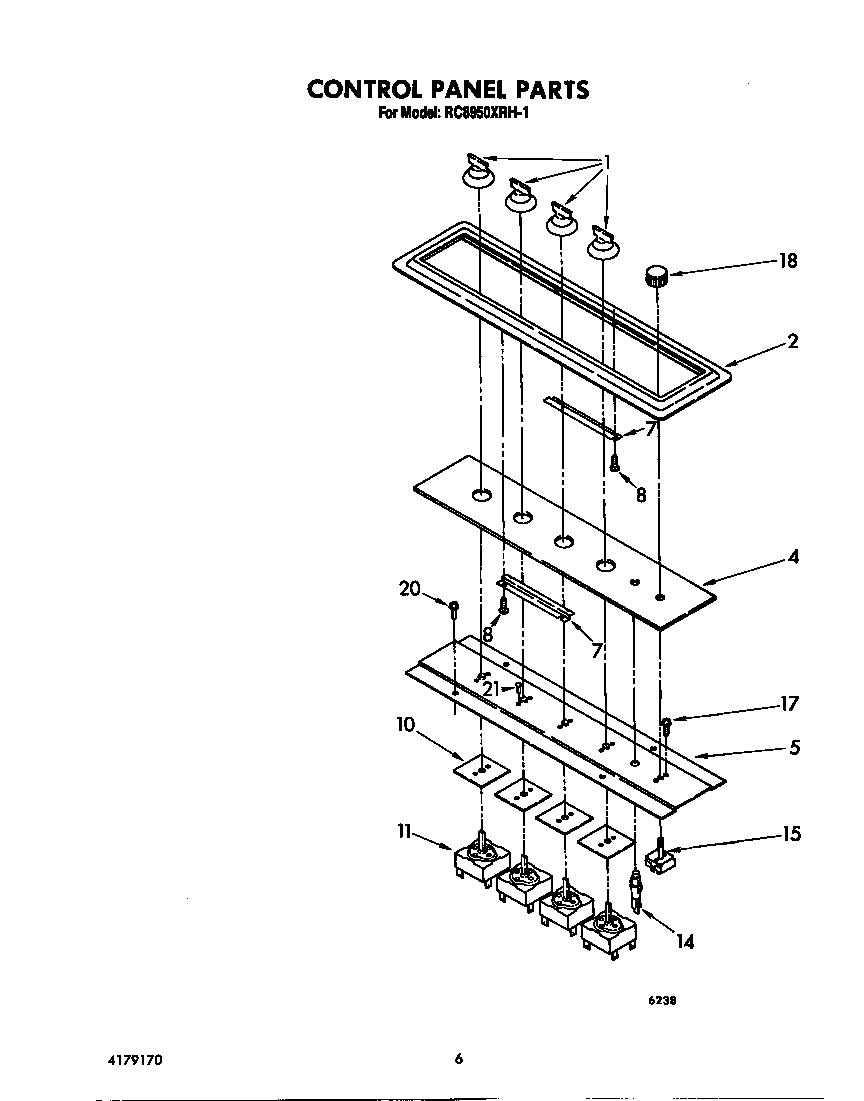 Whirlpool RC8950XRH1 control panel diagram
