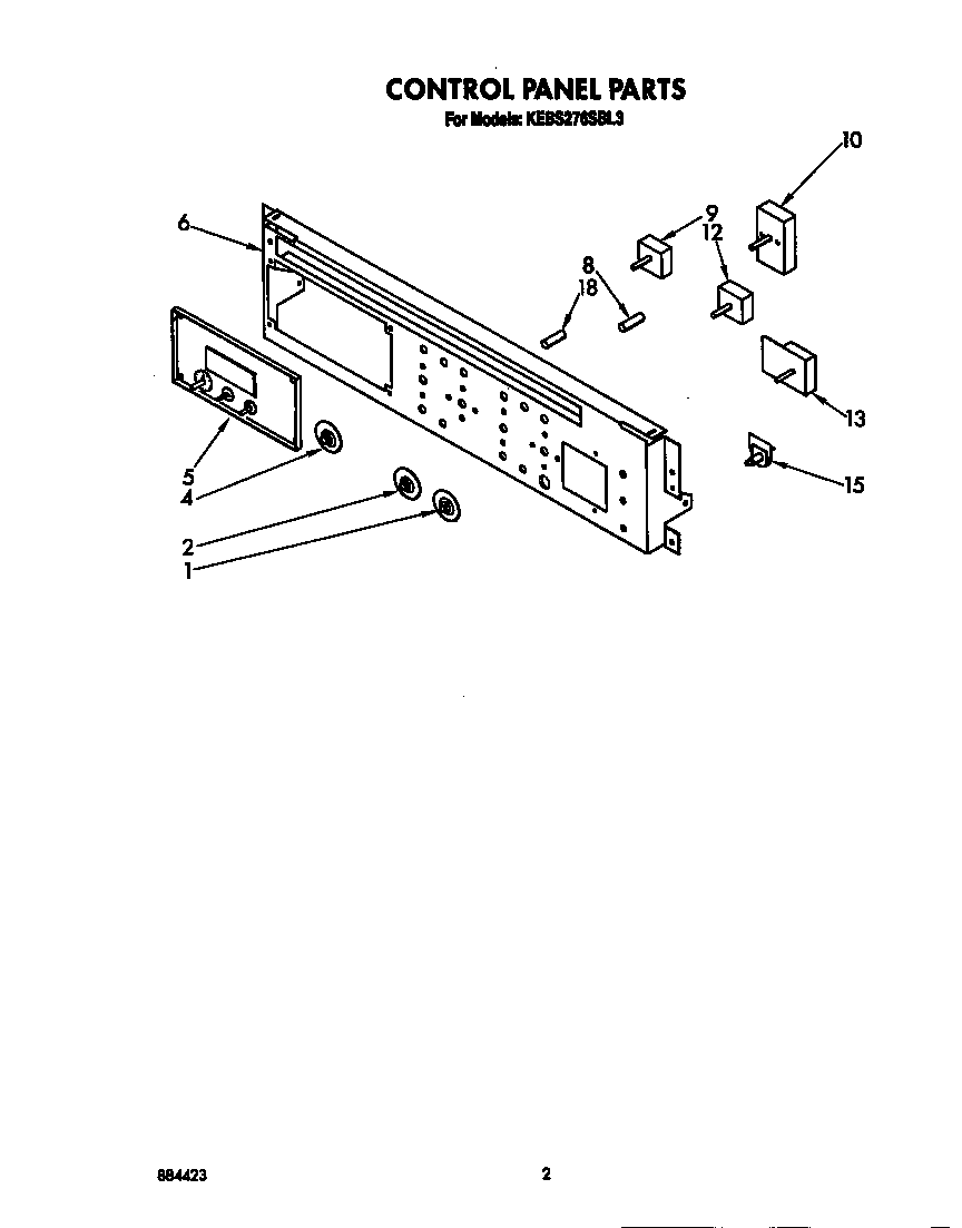 KitchenAid KEBS276SBL3 control panel diagram