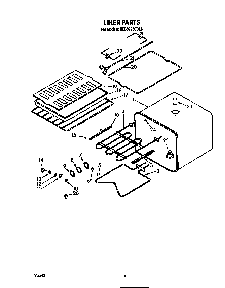 KitchenAid KEBS276SBL3 liner diagram