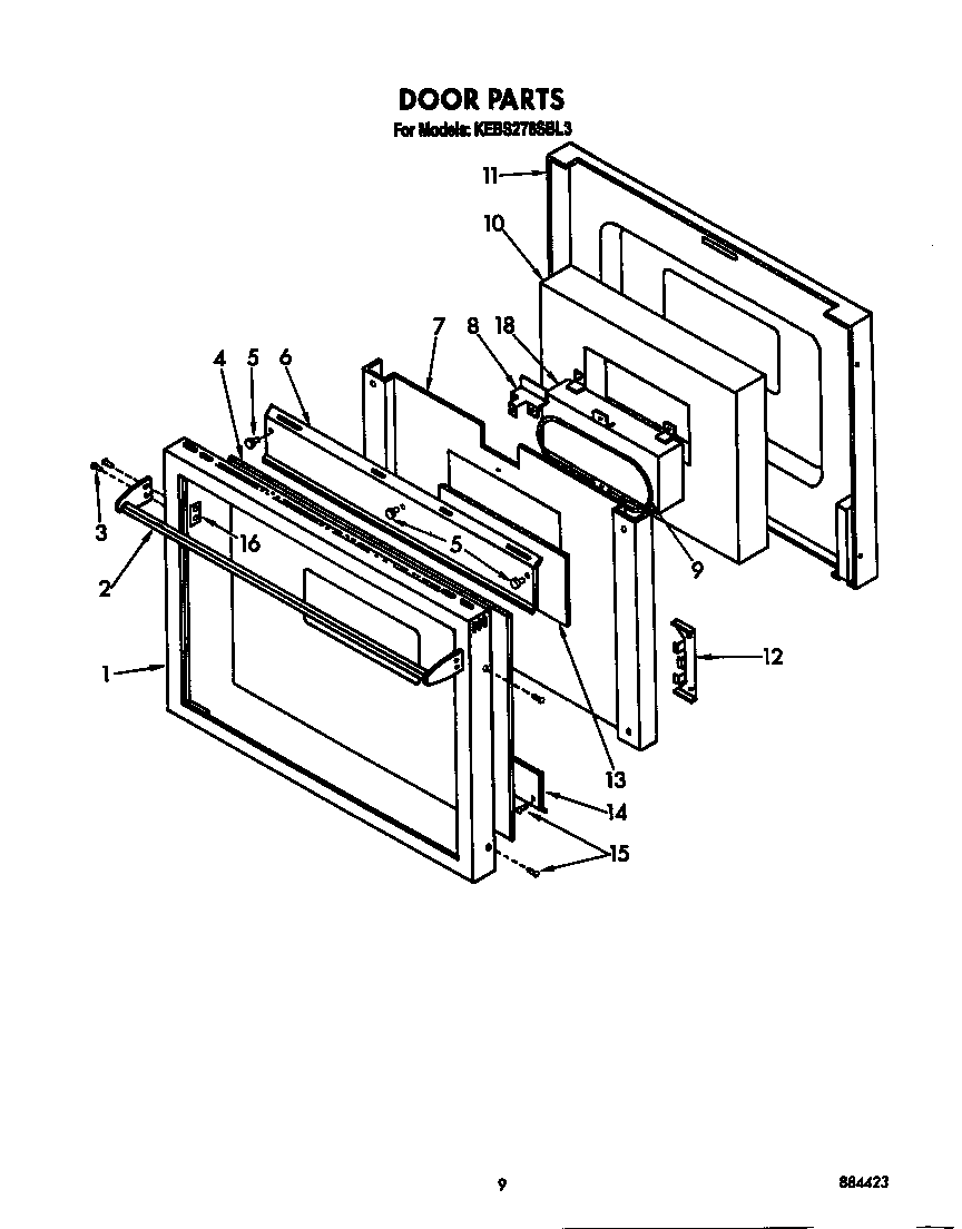 KitchenAid KEBS276SBL3 door diagram